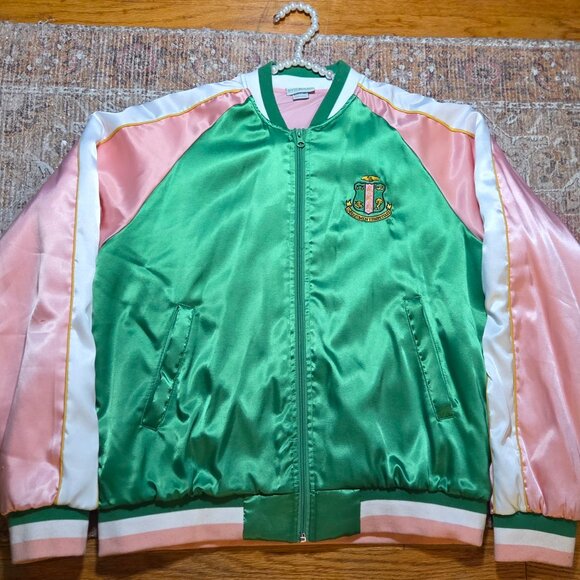 Ivy Storehouse AKA Crest Satin Bomber Jacket M - Picture 2 of 3
